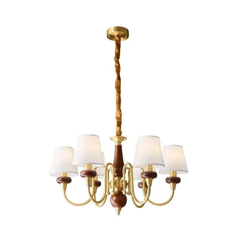 Zovena Classic Elegance Vintage Fabric Wood Chandelier - Image 23