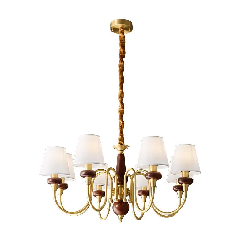 Zovena Classic Elegance Vintage Fabric Wood Chandelier - Image 24