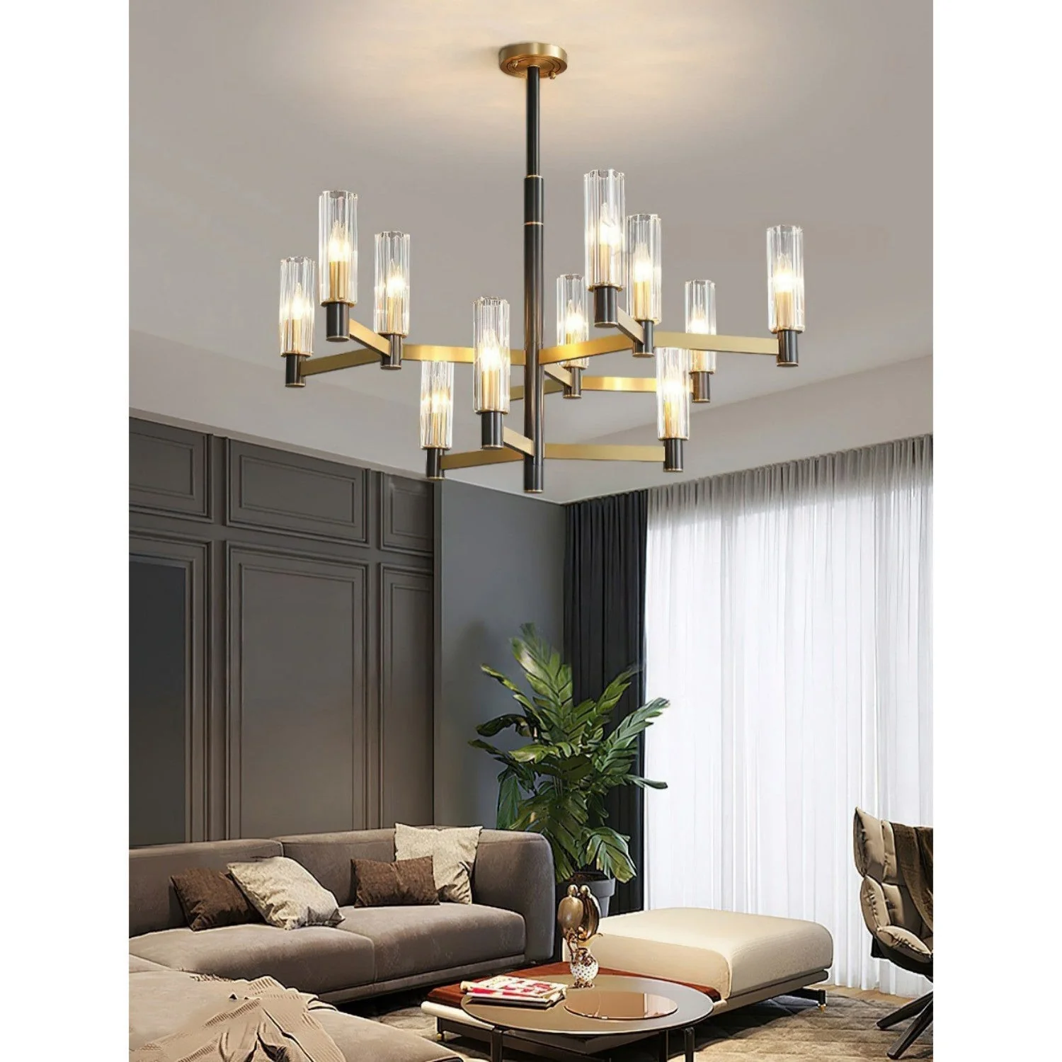Zylinder Contemporary Brass Chandelier - Image 12