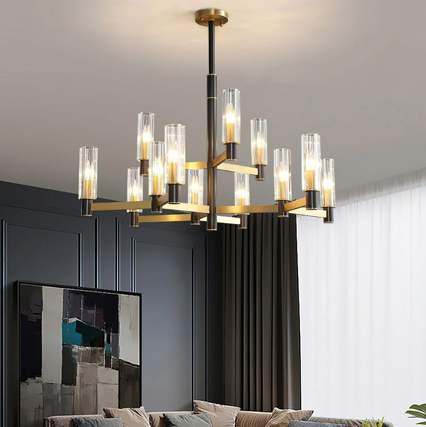 Zylinder Contemporary Brass Chandelier - Image 2