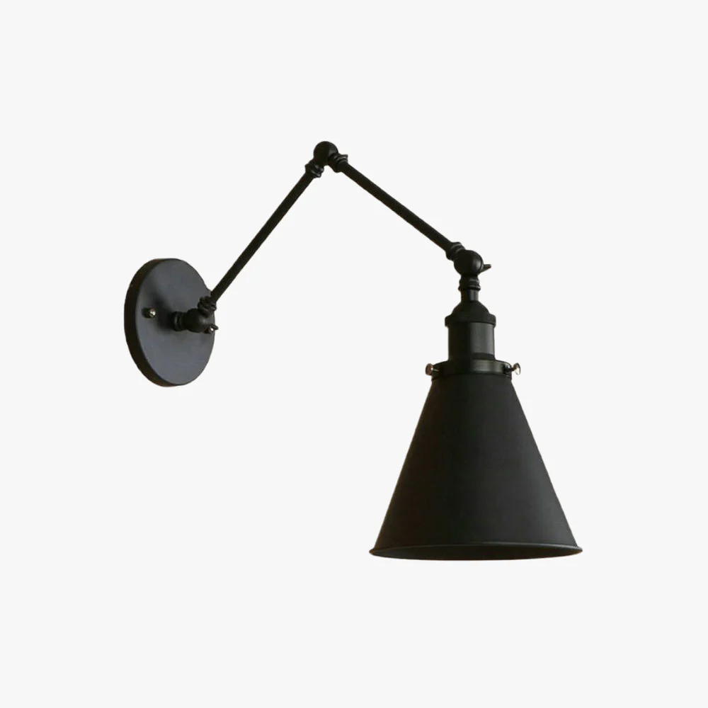 Zynar Vintage Adjustable Wall Lamp, Metal, Black/Rust, Living Room