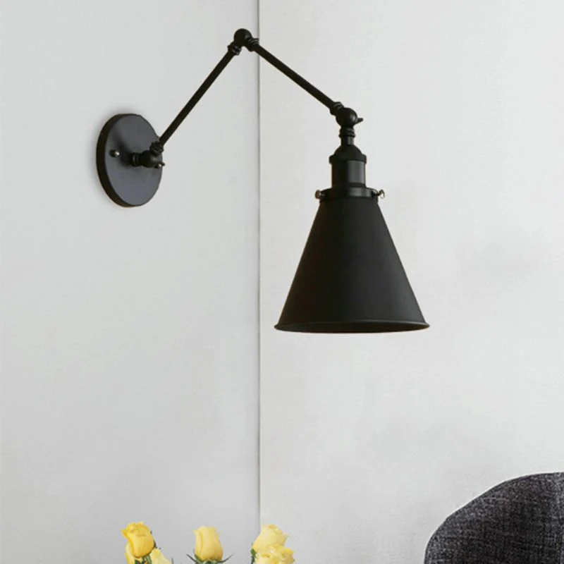 Zynar Vintage Adjustable Wall Lamp, Metal, Black/Rust, Living Room - Image 2