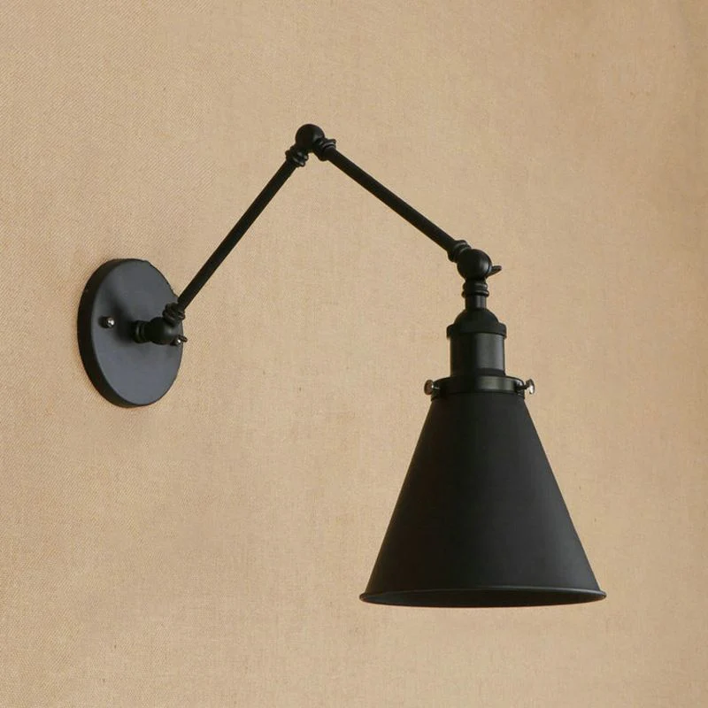 Zynar Vintage Adjustable Wall Lamp, Metal, Black/Rust, Living Room - Image 3