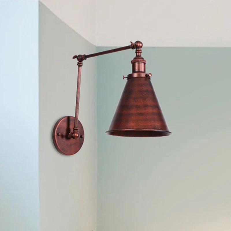 Zynar Vintage Adjustable Wall Lamp, Metal, Black/Rust, Living Room - Image 4