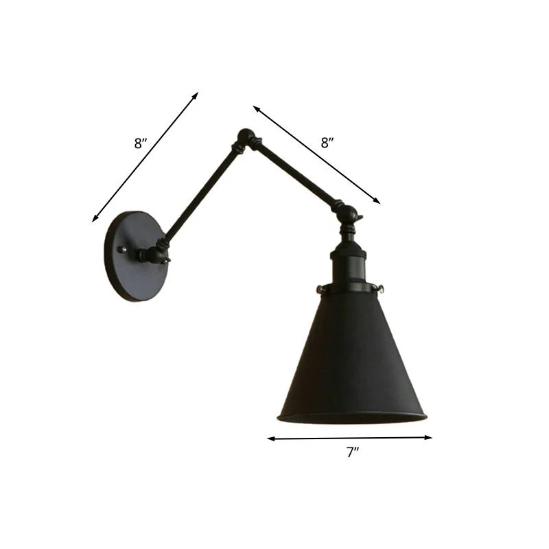 Zynar Vintage Adjustable Wall Lamp, Metal, Black/Rust, Living Room - Image 6