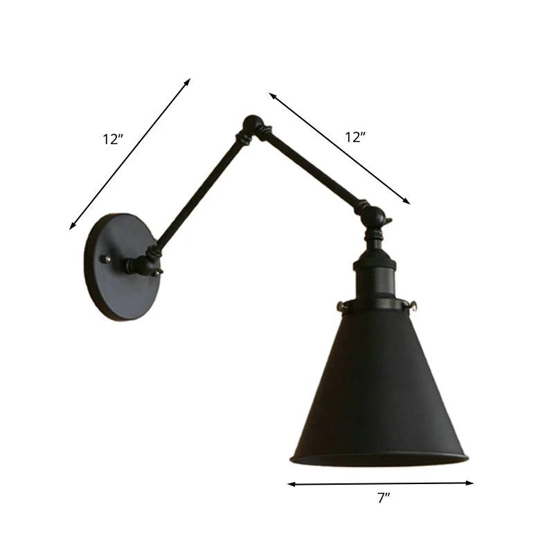 Zynar Vintage Adjustable Wall Lamp, Metal, Black/Rust, Living Room - Image 7