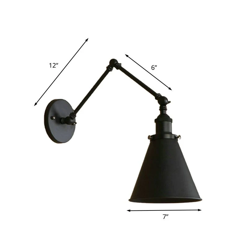 Zynar Vintage Adjustable Wall Lamp, Metal, Black/Rust, Living Room - Image 8