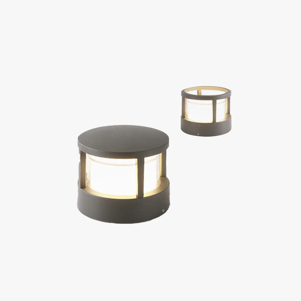 Zyra Modern Metal Cylindrical Outdoor Bollard Light, Black